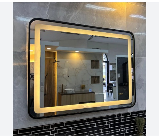 ESPEJO RECTANGULAR LED 60X80 MARCO NEGRO